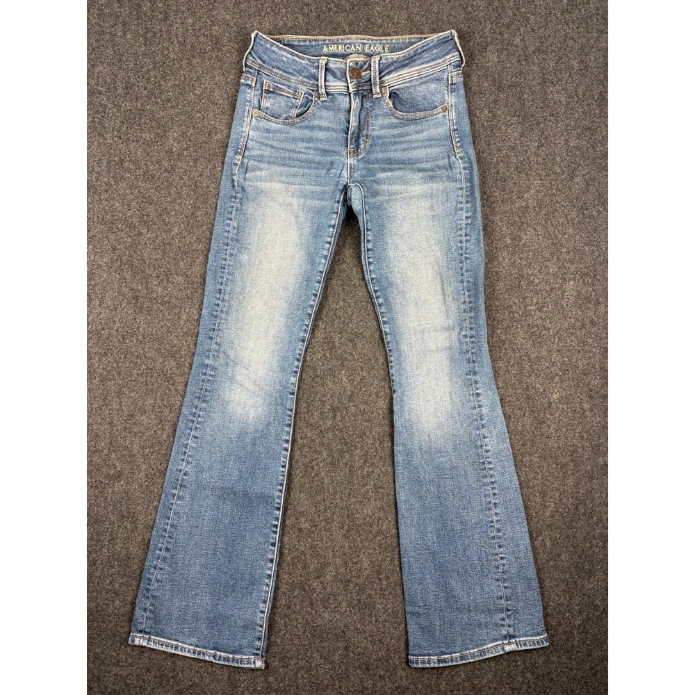 American Eagle Kick Boot Jeans Womens 2 Regular Blue Medium Wash Low Rise 26x31
